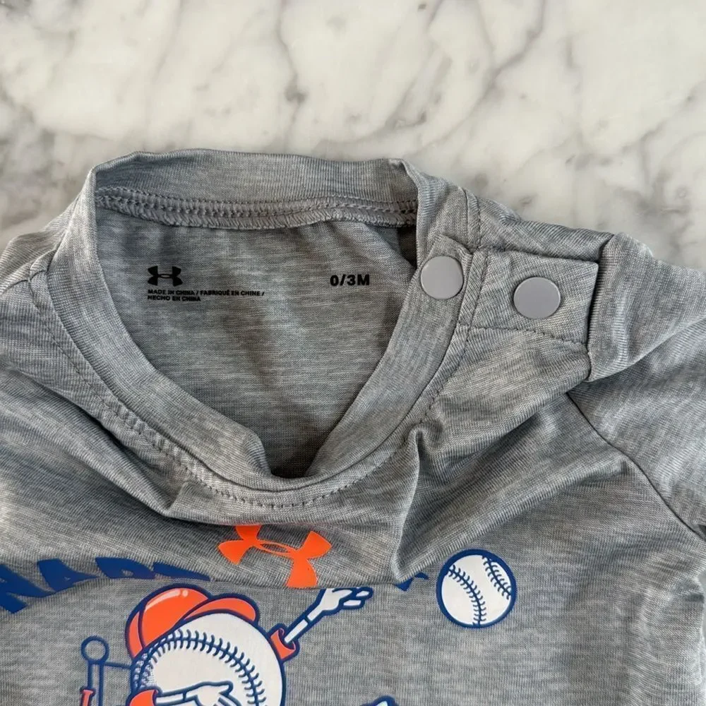 NWOT Under Armour Onesie Naptime to Game time Size 0/3 Months